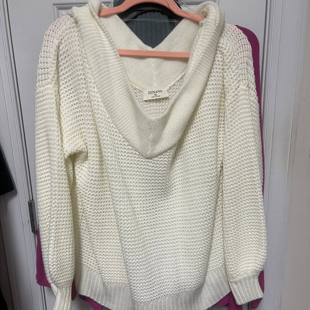 Zenana Cream XL off the shoulder sweater